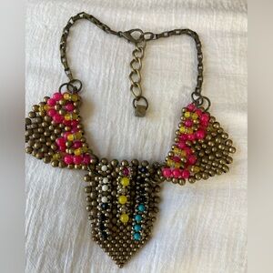 Anthropologie x Pam Hiram Statement Necklace‎ Bohemian Tribal Beaded